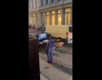 Collab WINY - Guys play PlayStation behind Cybertruck on street