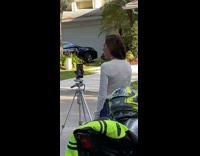 Girl tripod vlog motorcycles