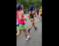 Two guys wear mermaid underwear during marathon