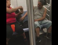 Couple has raccoon on leash as pet