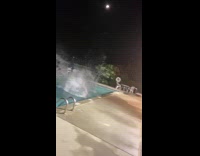 Collab SendItOfficiall - Man jump from roof to pool night