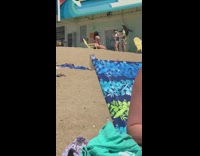 White bikini girl yellow chair beach sand 