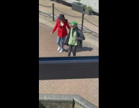 Dance Duo Green bandana red coat pier