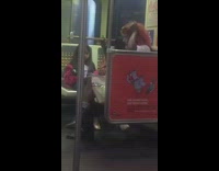 Guy had white powder all over face and red frizzy hair on subway