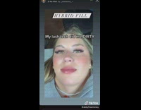 Girl shows her lash technicians bad photo hybrid fill