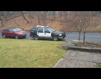 Police car drive off tire screech smoke