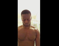 Shirtless guy flexes arms chest water fail