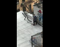 Guy gets oral on top of roof 