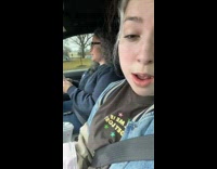 GIrl in car after getting her wisdom teeth removed sings 