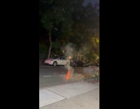 Collab WINY - Fireworks explode inside traffic cone on street