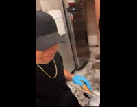 Guy shaving taro chips laughs about safety protocol