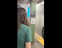 Broken water pipe near train tracks 