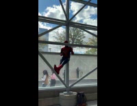 Spiderman caught up on texts and email