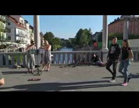 Passed out guy behind ladies playing flutes 