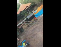 Little boy in red shirt walks away screams