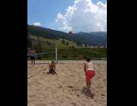 Man shirtless volleyball receive video fail