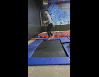 Guy backflip fail blue in ground trampoline 