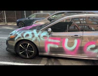 Collab WINY - Car parked on street spray paint vandalism