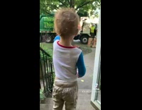 Compilation little boy greets garbage truck workers 