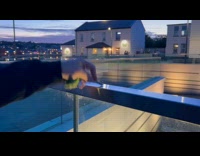 Key produces bended sound on metal railing