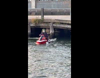 Joker ride jet ski steal soccer ball