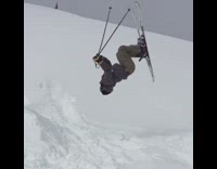 Collab Allfails - backflip fail ski green jacket lady helps