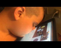 Kid sleep face pressed on tablet screen