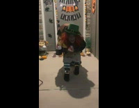 Person wears scary leprechaun costume for Halloween 