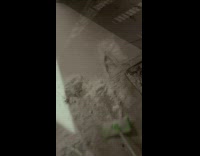 Guy uses green swiffer to shovel snow 