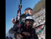 Tandem skydive front man smile selfie stick 