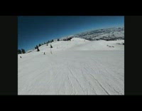 POV camera, snowboarder crashes head to head with another boarder and gets a concussion
