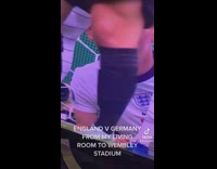 (3RD PARTY CONTENT) Guy watching game on tv goes to stadium 