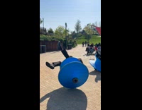 Man in blue spin chair fell down