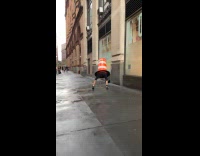 Collab WINY - Man wear construction cone dance on street