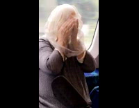 Collab Subway Creatures - Lady with Face Net Sits on Train Seat