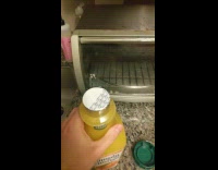 Man shows orange juice makes weird sound