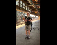 Collab Subway_Creatures - Old man feeds pigeons at train station