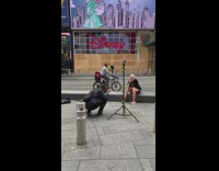 Girl black shirt sit think street photographer 
