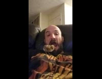 Chick enters open mouth of man