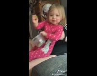 TikTok video of little girl getting scared