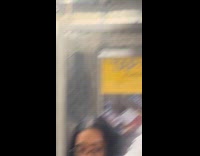 Water leaks outside the subway train window