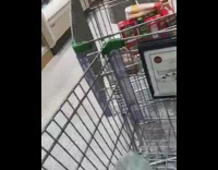 Old man blocks girls cart grocery store