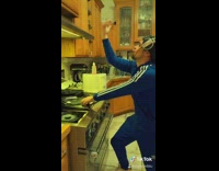 Quaranchella guy uses stove DJ blue jacket