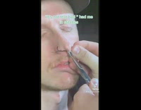 Guy gets septum pierced but it is crooked