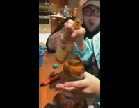 Girl water Hennessey chug 