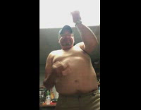 Guy air guitar brown dog  