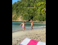 Collab IITW - Woman bikini run tiktok video at beach