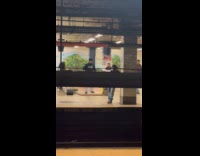 Man performs shoe tap dance at station