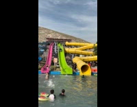 Guy from slide knock over two people