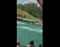 Collab risksIG - Guy slides off giant water slide called Royal flush, cannonballs and makes a big splash in pool